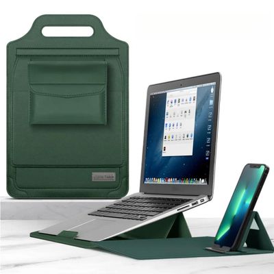2-in-1 Laptop Case & Desk Mat Mouse Pad: 12-15.6 Inch Slim Computer Sleeve Bag for Women Men, Portable Laptop Cover with Handle & Inner Pocket, Ideal Gift (Green, 13/14in)