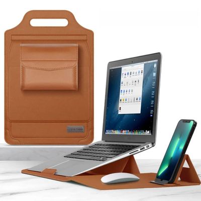 2-in-1 Laptop Case & Desk Mat Mouse Pad: 12-15.6 Inch Slim Computer Sleeve Bag for Women Men, Portable Laptop Cover with Handle & Inner Pocket, Ideal Gift(Orange, 15/16in)