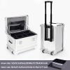Aluminum Camera Trolley Case, 23 inches Silver Rolling Storage Box Large Carrying Toolbox with Pockets/Inner Dividers for Light Stands, Tripods, Telescopes view 2