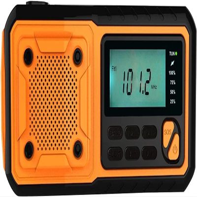 HCUCTOS Hand-cranked Emergency Solar Outdoor Waterproof WB Radio with Reading Light Flashlight Charging Treasure