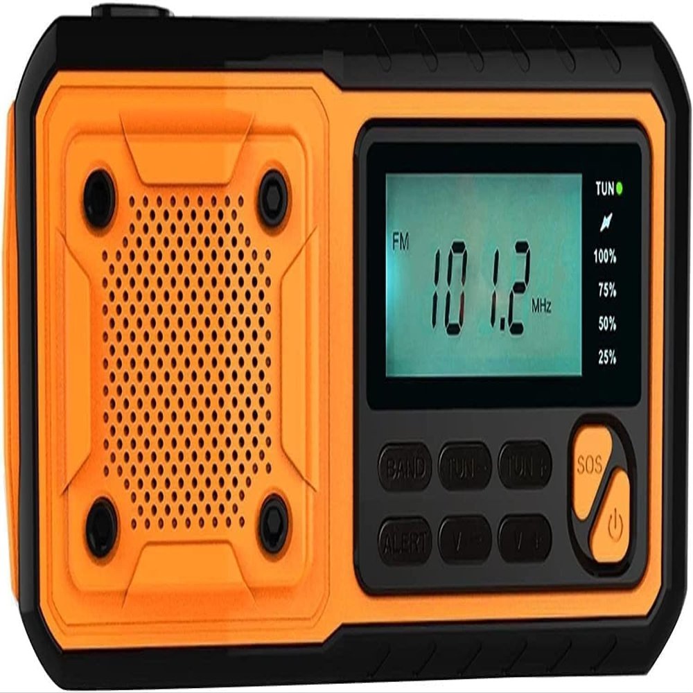 HCUCTOS Hand-cranked Emergency Solar Outdoor Waterproof WB Radio with Reading Light Flashlight Charging Treasure