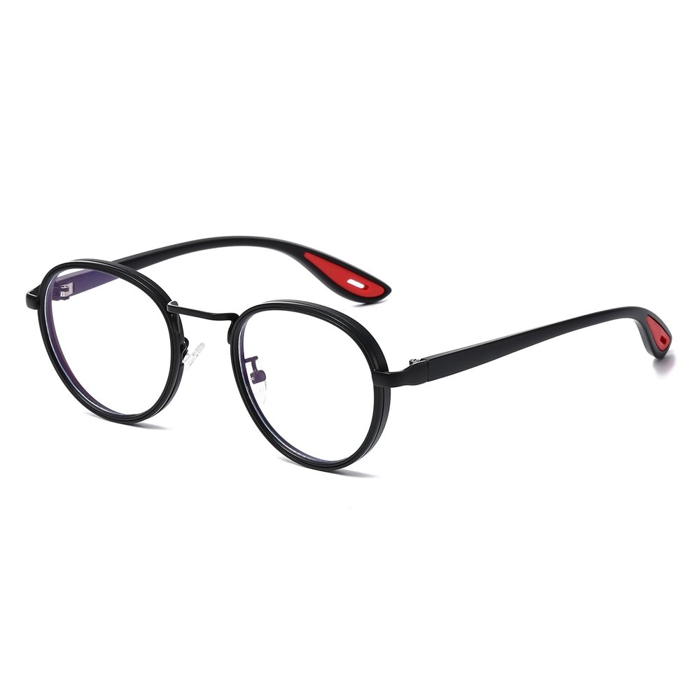 LJCZKA Photochromic Blue Light Blocking Glasses for Women Men Round Glasses Circle Frame Computer Anti Glare Eyeglasses (Black)
