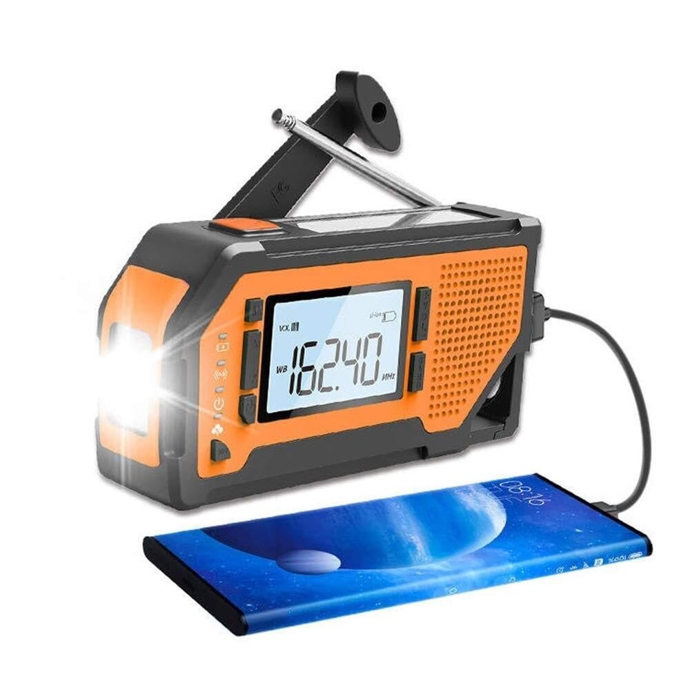 EZAGMWGFB Emergency Weather Radio Portable Solar Hand Crank AM/FM/NOAA Radio 4 Power Sources with LCD Screen SOS Alarm Corkscrew, for Outdoor Emergency