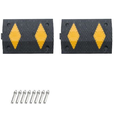 2 Pcs Modular Speed Bump for Road, Rubber-Plastic Speed Bumps, 20 in Anti-silp Curb Ramps Can Bearing 220,000lbs for Vehicle Concrete Garage, Yellow/Black(50x35x5cm/20x15x2in)