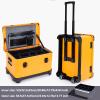Aluminum Camera Trolley Case, 23 inches Orange Rolling Storage Box Large Carrying Toolbox with Pockets/Inner Dividers for Light Stands, Tripods, Telescopes view 2
