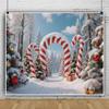 10x10ft Christmas Candy Cane Backdrop for Photography Winter Wonderland Snowy Forest Christmas Props for Photoshoot Xmas Tree Candy Canes Background Navidad Holiday New Year Party Decorations view 1