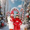 10x10ft Christmas Candy Cane Backdrop for Photography Winter Wonderland Snowy Forest Christmas Props for Photoshoot Xmas Tree Candy Canes Background Navidad Holiday New Year Party Decorations view 2