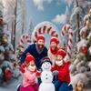 10x10ft Christmas Candy Cane Backdrop for Photography Winter Wonderland Snowy Forest Christmas Props for Photoshoot Xmas Tree Candy Canes Background Navidad Holiday New Year Party Decorations view 4