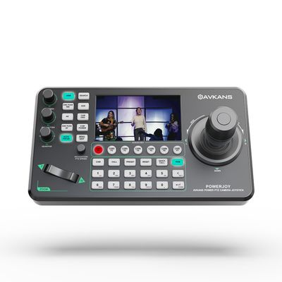 AVKANS NDI Camera Joystick Controller, 5inch Preview Screen, IP POE PTZ Control Keyboard with 4D-Joystick for Worship Church Live Streaming (PowerJoy with NDI)