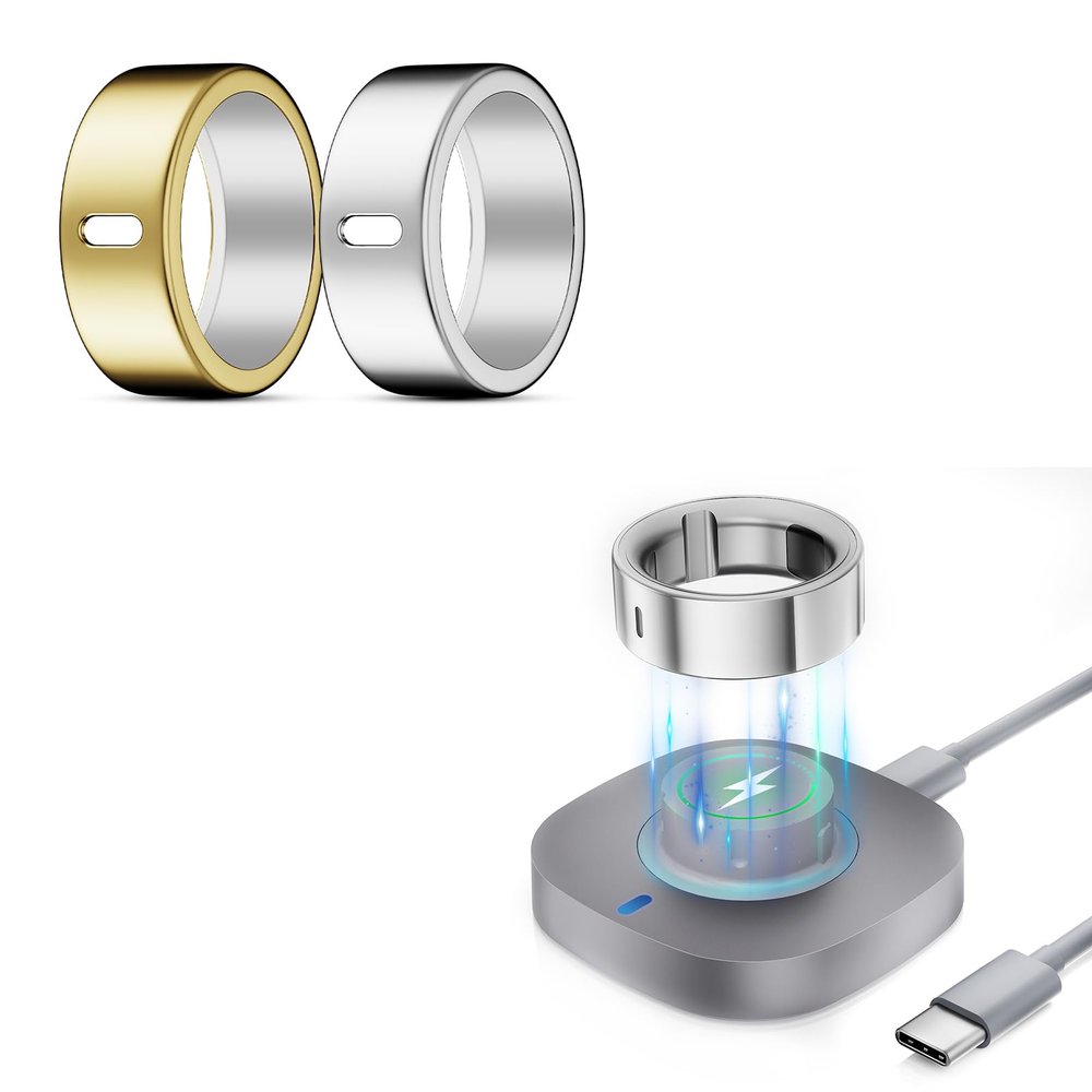 2 Pack TPU Cover and Charger Compatible for Oura Ring Gen 4- Size 8 -Accessories for Workout Gym Women Men