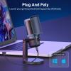 CMOCIIY USB Condenser Gaming Microphone, PC Microphone for Streaming, Podcasts, Recording, Desktop Computer Mic with Mute Button & LED Indicator, Volume Control, Headphone Jack view 2