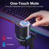 CMOCIIY USB Condenser Gaming Microphone, PC Microphone for Streaming, Podcasts, Recording, Desktop Computer Mic with Mute Button & LED Indicator, Volume Control, Headphone Jack view 3
