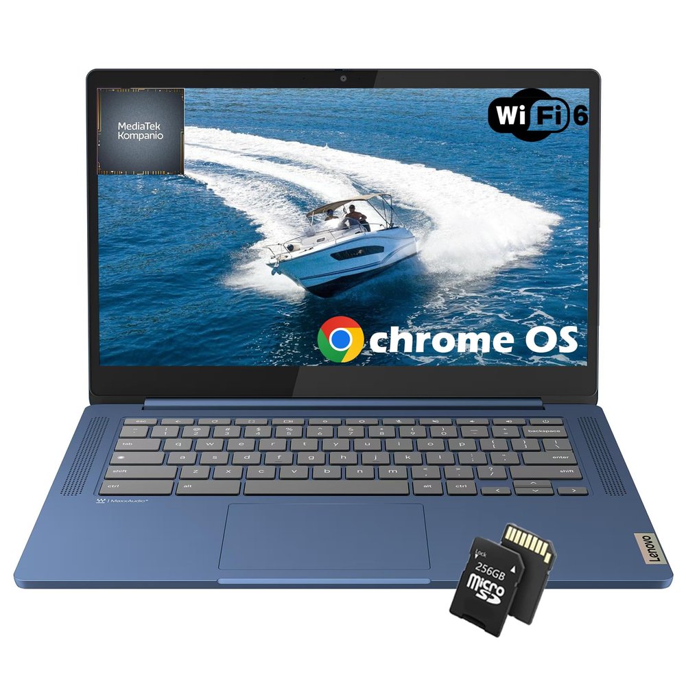 Lenovo IdeaPad Slim 3 Chromebook Laptop for Students and Business, 14" Full HD(19201080), MediaTek Kompanio 520, 4GB RAM, 64GB eMMC, 256GB Micro SD Card, Wi-Fi 6, Chrome OS