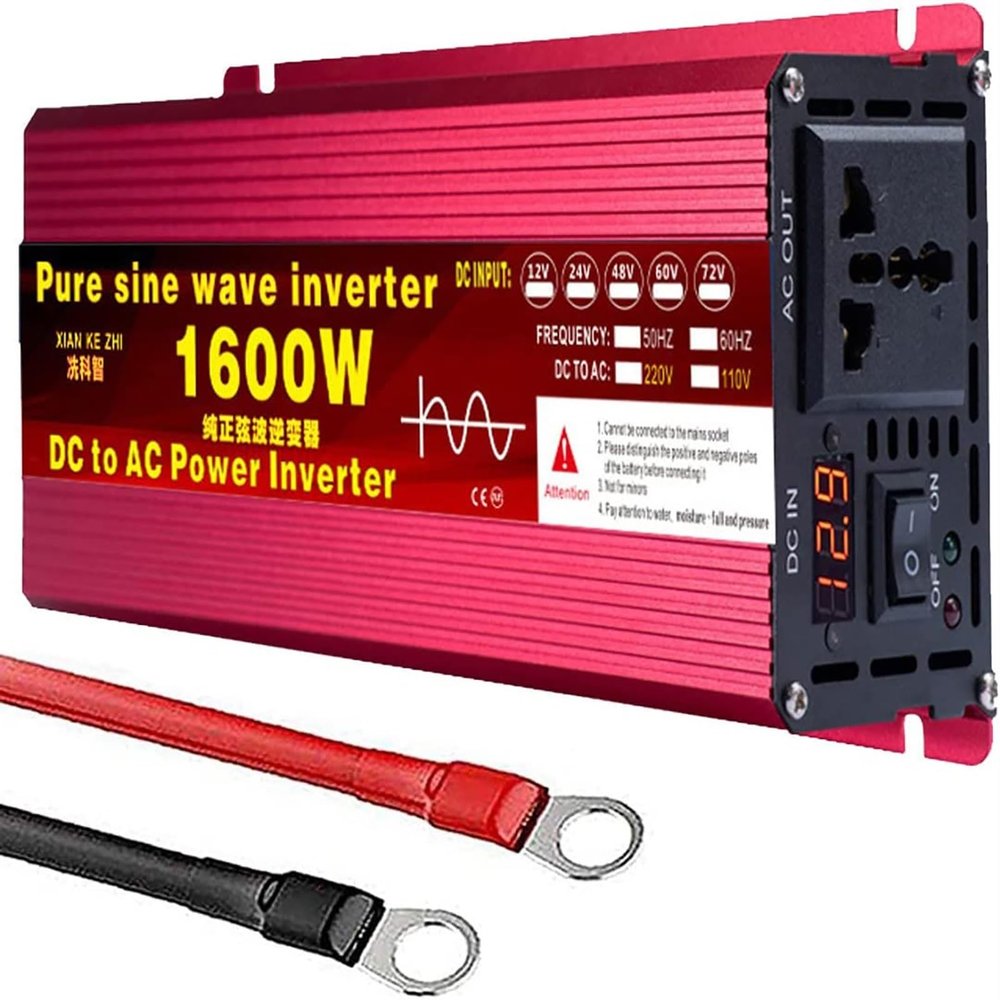 12V-72V Pure Sine Wave Power Inverter 1600W-12000W, DC to 110V/220V Converter for RV, Off-Grid Solar, Car AC Power Outlets, Ideal for Road Trips & Camping