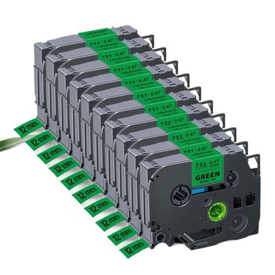 3PK 10PK TZe231 Compatible Label Tape Works with TZe White Tze-231 Tze-221 Tze-211 for PTH110 Label Printer(10PK Black on Green)