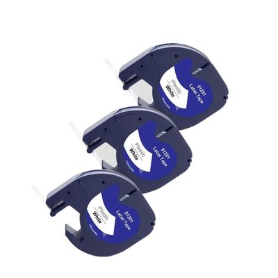Compatible Label Tape Plastic 3~10PK 91201 91200 12267 91331 91221 Ribbon Works with LT100H Label Printer(3PK 91201 White)