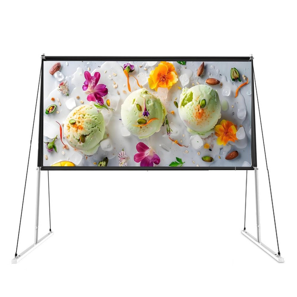 Projector Screen with Stand, Portable Projection Screen 16:9 4K HD Projection Movie Screen with Carry Bag for Indoor and Outdoor, Home Theater(100inch(16:9))