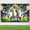 BlissYard Soccer 11th Birthday Banner 71x43 Inch Polyester Party Decor view 4