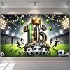 BlissYard Soccer 16th Birthday Banner 71x43 Inch Polyester Party Decor view 1