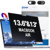 Magnetic Privacy Screen Camera Cover Compatible with Macbook Air 13.6 inch Screen Filter 2022-2026 M2 M3 M4 M5, Removable Mac Air 13.6 inch Screen Protector Privacy A2681 A3240 A3449 A3113 Anti Glare Blue Light Anti Spy view 1