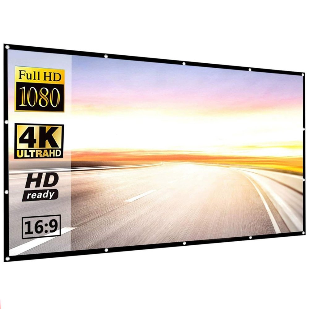 120 Inch Projector Screen, 16:9 HD Outdoor Portable Foldable Projection Screen for Home, Office, School, Camping