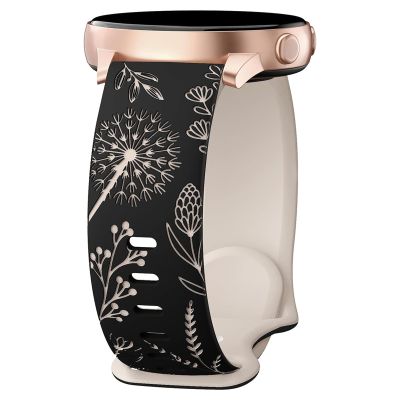 20mm Width Silicone Straps Belt with Dandelions Design for Smartwatches Repalcement Accessory Women's Sports Watch Straps