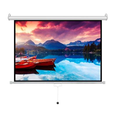 60 Inch Projector Screen Pull Down 16:9 4K HD Manual Retractable Projector Screen with Auto-Locking Wall Mounted for Home Theater Movie Night