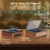 G Keni CD Player with Bluetooth Input & Output, Portable CD Player for Home with Dual HiFi Stereo Speakers, Rechargeable FM Radio, USB, AUX, CD-R/RW Compatible, Retro Wooden Design, Brown view 2