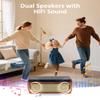 G Keni CD Player with Bluetooth Input & Output, Portable CD Player for Home with Dual HiFi Stereo Speakers, Rechargeable FM Radio, USB, AUX, CD-R/RW Compatible, Retro Wooden Design, Brown view 4