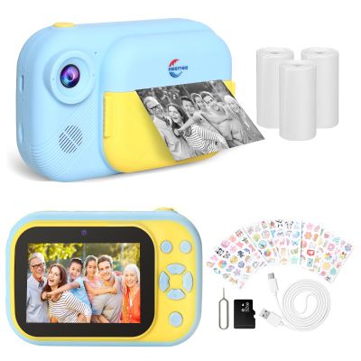 Instant Print Camera for Boys with 3.5" Large Screen,Christmas Halloween Birthday Gifts for Boys Girls 3 Years and Up, Front Rear Dual Cameras with 1080P Videos,32G Card and Charming Stickers(Blue)