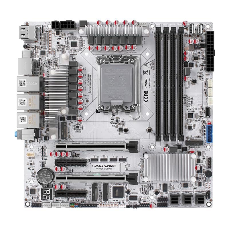 oaknode W680 12 Bay NAS ATX10Gbps Server NAS Motherboard Workstation/Server Grad Four ddr5 Two hdmi Two dp, 2x2.5G 3xnvme Support vPro Remote Management FunctionMotherboard+3xSFF8643