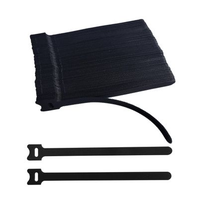 100 PCS 8 Inches Black Reusable Cable Ties, Adjustable Cord Straps, Cable Organizer, Cord Wrap and Hook Loop Cords Management