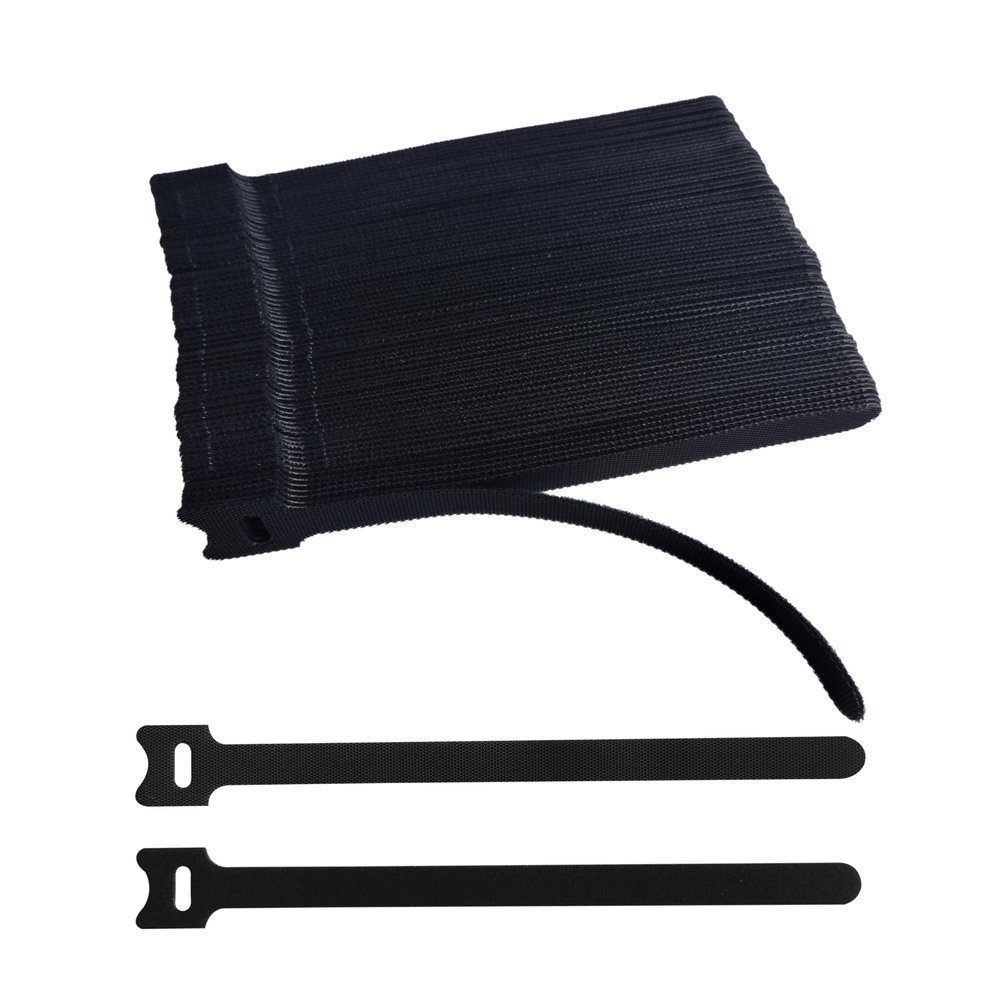 100 PCS 8 Inches Black Reusable Cable Ties, Adjustable Cord Straps, Cable Organizer, Cord Wrap and Hook Loop Cords Management
