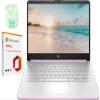 HP 14" LED Business Laptop Computer, 32GB RAM 640GB Storage (128GB UFS + 512GB SD Card), Intel Quad-Core N150, Windows 11 S & 1-Year Microsoft Office 365 Included, PLUSERA Earphones, Honey Lavender view 1
