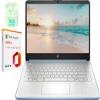 HP 14" LED Business Laptop Computer, 32GB RAM 640GB Storage (128GB UFS + 512GB SD Card), Intel Quad-Core N150, Windows 11 S & 1-Year Microsoft Office 365 Included, PLUSERA Earphones, Sky Blue view 1