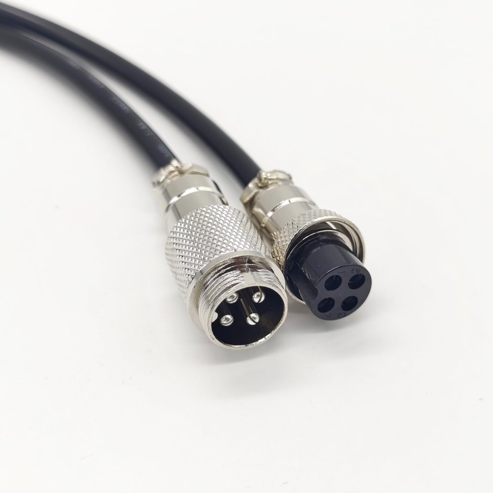 16.4Ft GX12 4Pin Female to Male Aviation Connector Cable,Metal Circular Adapter PVC Connector 5A/125V,12mm for Electrical and Electronic Connections AWG22 Cable 5M