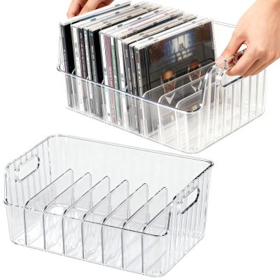 BZCWHWY Clear CD Holder 2 Pack, Plastic CD Storage Box, CD Storage Racks, DVD Storag Organizers Disc Holder Display Shelf Holds up to 40 Standard CD Cases, Media Organizer Box for Video Game