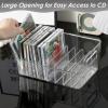 BZCWHWY Clear CD Holder 2 Pack, Plastic CD Storage Box, CD Storage Racks, DVD Storag Organizers Disc Holder Display Shelf Holds up to 40 Standard CD Cases, Media Organizer Box for Video Game view 4