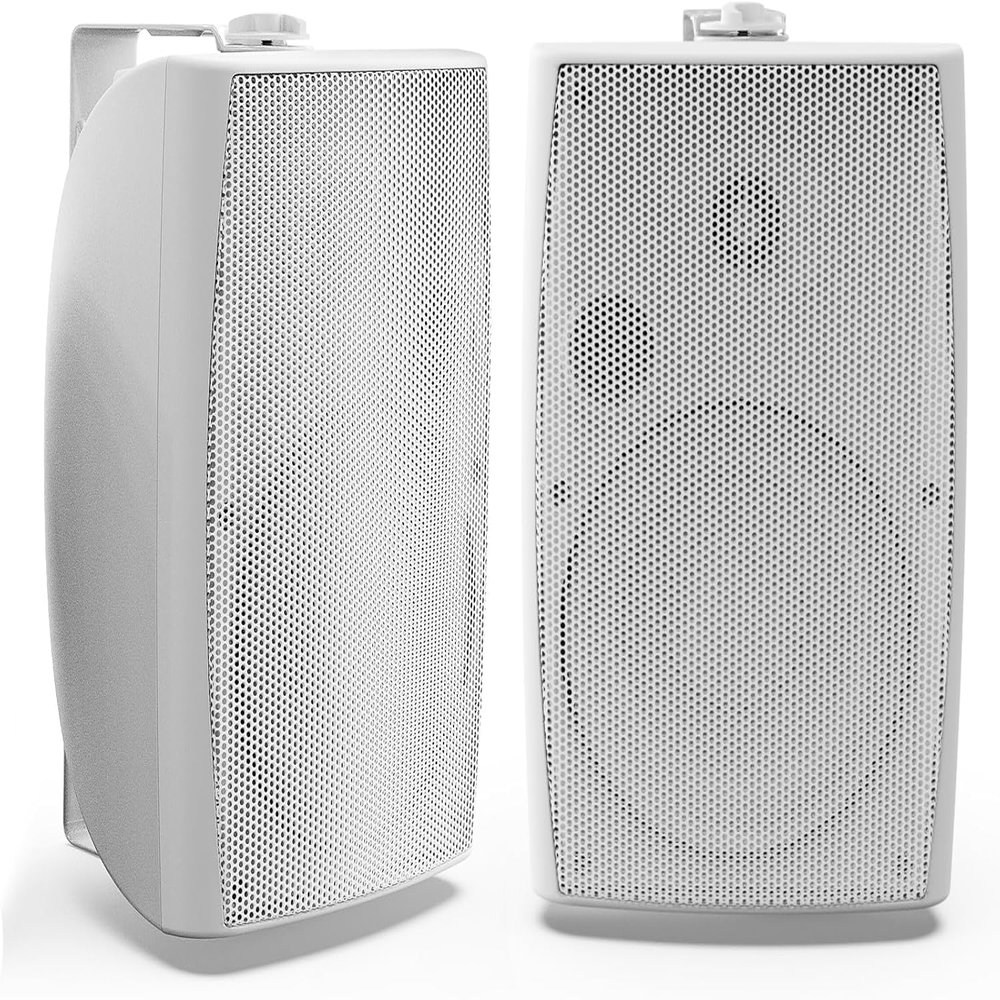 Herdio 8 Inch 600W Outdoor Bluetooth Speakers Waterproof with Powerful Bass, TWS Pairing Wall Mount Durable Loud Sound System | Ideal for Large Spaces: Commercial Areas, Spacious Backyards (White)