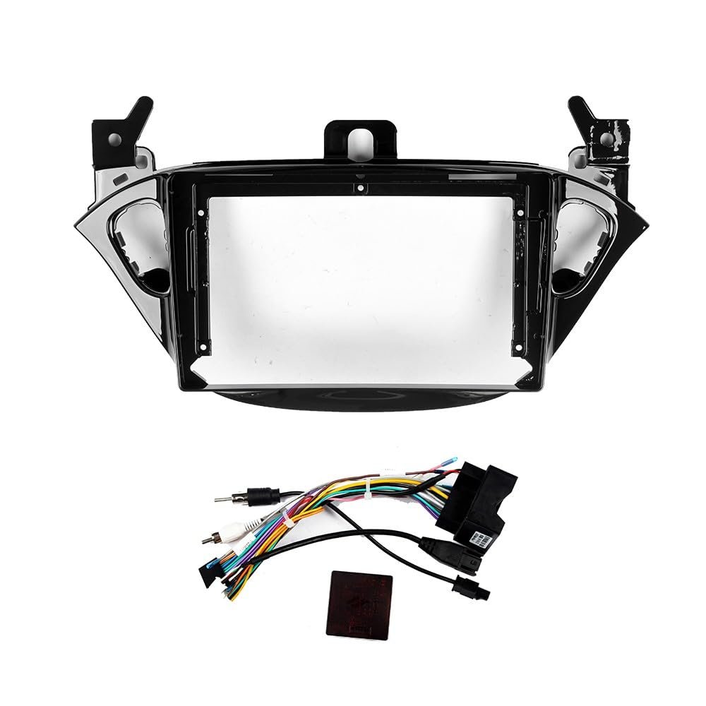 9" Car Stereo Navigation Radio Mounting Frame Bracket with Wiring Harness Compatible with Opel Adam 2013 2014 2015 2016 2017-2021 for Opel Corsa 2014 2015 2016 2017 2018 2019 2020 2021 (E) UV Black