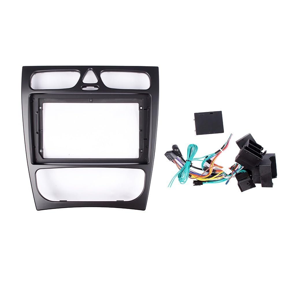 Car Stereo Navigation 9" Android Radio Mounting Frame Mask Bracket with Wiring Harness Specific Designed for Benz C Class 2002 2003 2004 Benz CLK-Class (W209) 2002 2003 2004 2005 2006