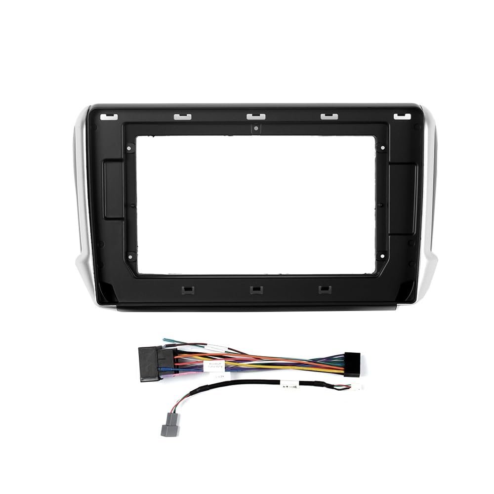 Car Stereo Navigation 10" Android Radio Mounting Frame Mask Bracket with Wiring Harness Specific Designed for Peugeot 2008 2015 2016 2017 2018 2019