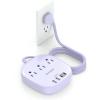 10Ft Flat Plug Power Strip, Purple Flat Extension Cord - 3 Outlets 4 USB Ports (2 USB C) Desktop Charging Station, Cruise Ship Power Strip with No Surge Protection for Travel, Dorm Room Essentials view 1
