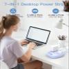 10Ft Flat Plug Power Strip, Purple Flat Extension Cord - 3 Outlets 4 USB Ports (2 USB C) Desktop Charging Station, Cruise Ship Power Strip with No Surge Protection for Travel, Dorm Room Essentials view 2