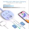 10Ft Flat Plug Power Strip, Purple Flat Extension Cord - 3 Outlets 4 USB Ports (2 USB C) Desktop Charging Station, Cruise Ship Power Strip with No Surge Protection for Travel, Dorm Room Essentials view 4