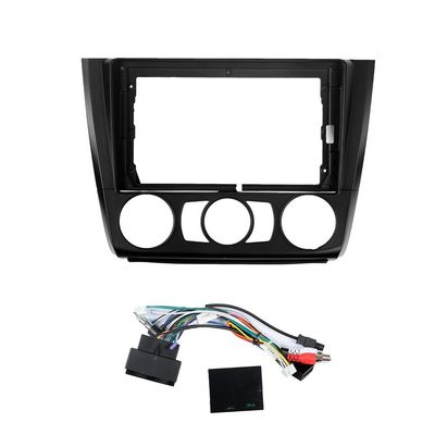 Car Stereo Navigation 9" Android Radio Mounting Frame Mask Bracket with Wiring Harness Specific Designed for BMW 1 Series 2008 2009 2010 2011 2012 Low