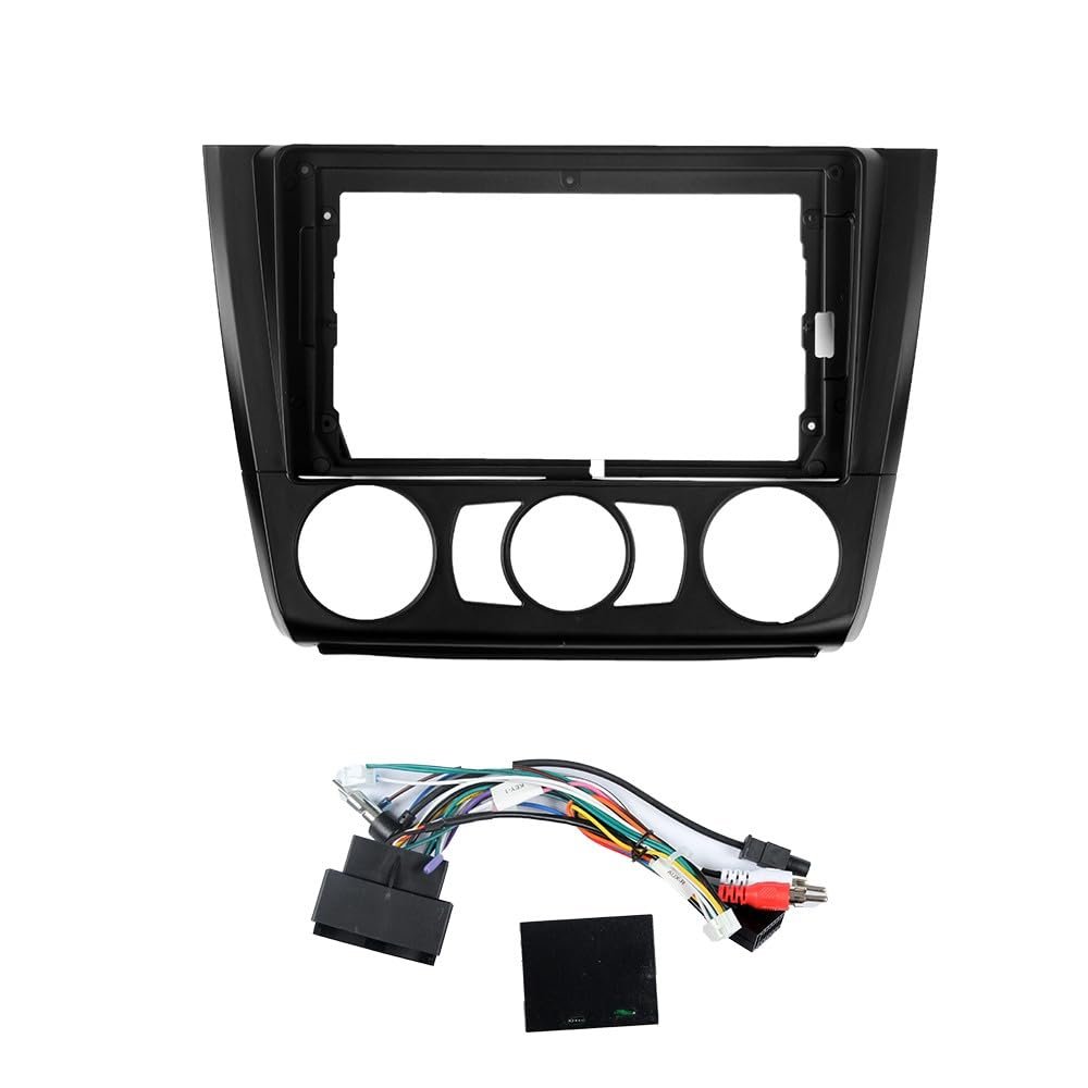 Car Stereo Navigation 9" Android Radio Mounting Frame Mask Bracket with Wiring Harness Specific Designed for BMW 1 Series 2008 2009 2010 2011 2012 Low