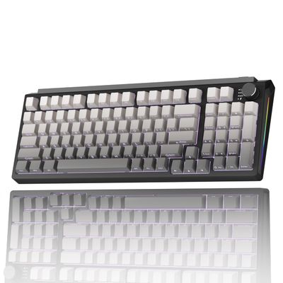 Wired/Wireless Mechanical Keyboard,98 Keys RGB Backlit Hot Swappable Custom Keyboard with Knob Number Pad,Side Printed PBT Keycaps,Sea Wood Switches-98% Layout 2.4GHz/USB-C/BT 5.0 PC Gaming Keyboards