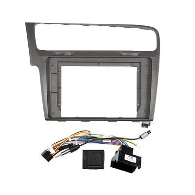 Car Stereo Navigation 10" Android Radio Mounting Frame Mask Bracket with Wiring Harness Specific Designed for VW Golf7 2014 2015 2016 2017 2018 2019 Bush Gray Color