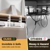 4 Pack Under Desk Cable Management Box White, Cinati 53.6" Wire Organizers No Drill, Cord Organization Tray with Clamp for Office, Home - No Damage to Desk view 3